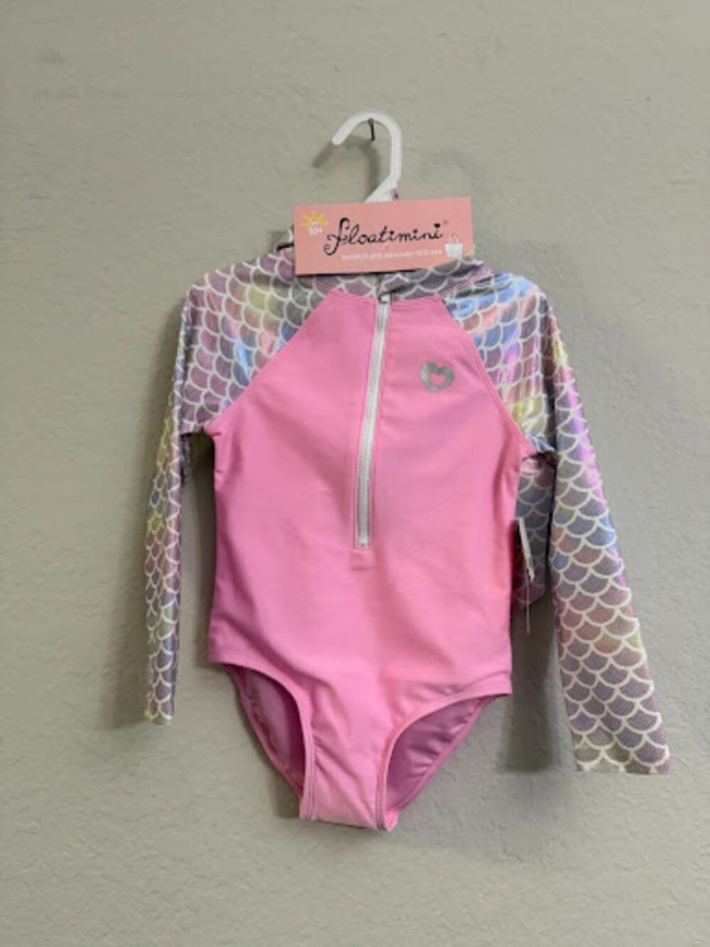 Floatimini NWT Mermaid UPF 50+ Long Sleeve Swimsuit Size 6 & Matching Tote Bag
